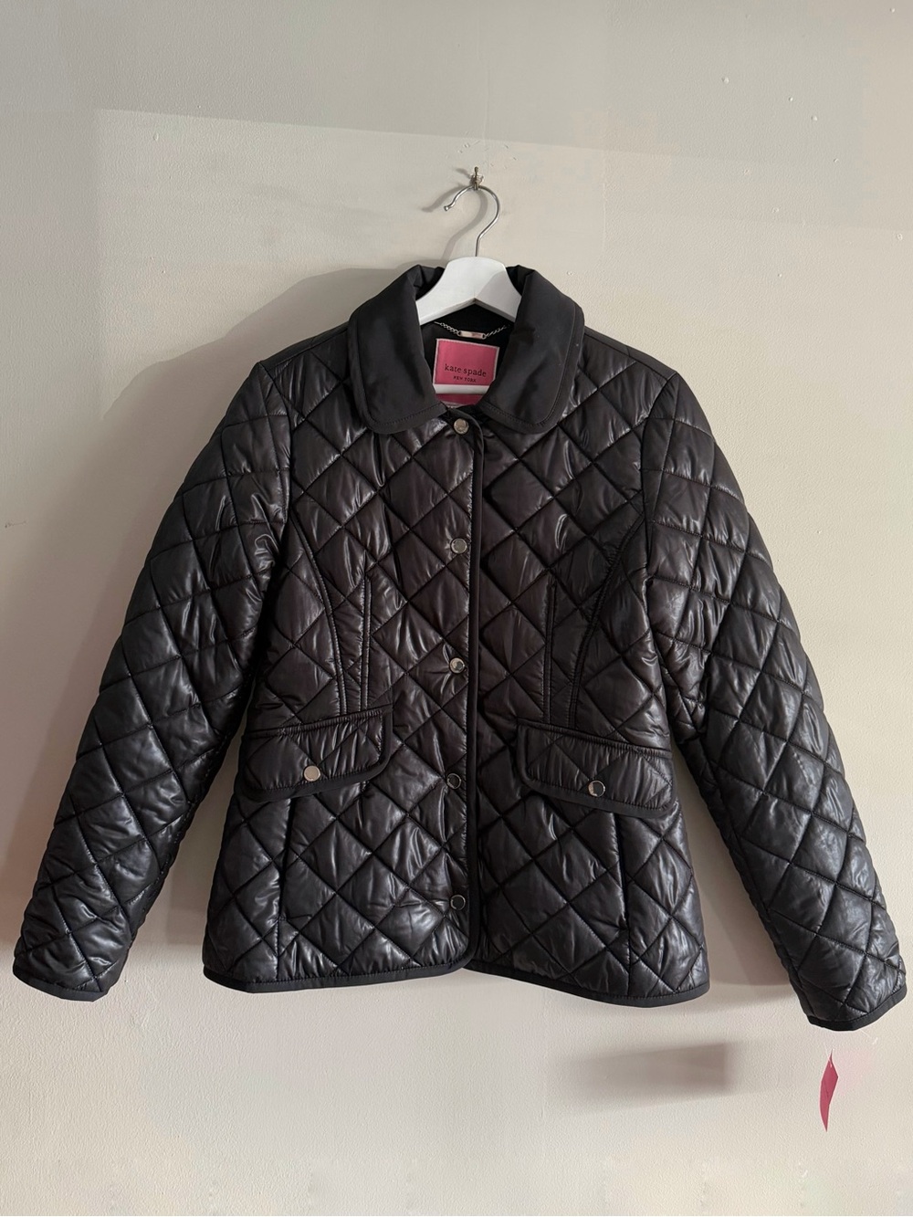 Kate Spade New York Women S Black Diamond Quilted Jacket Preppy Quiet Luxury NWT